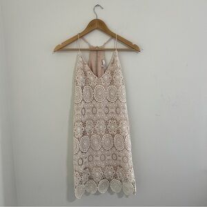 LAVENDER BROWN White Lace Overlay Dress Size XS